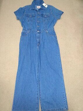 Levi's Standard Fit Lightweight Faded Denim Short Sleeve Jumpsuit Women's Sz XL